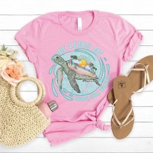 Love in Faith He Leads me Besides the Still Waters- Medium shirt- Turtle